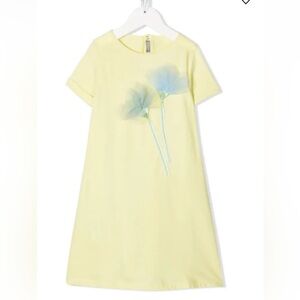 Italian made Yellow Dress with Blue Floral Accents